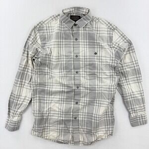 PENDLETON Mens Long Sleeve Light Flannel Shirt Size S Mens Gray/White Cotton